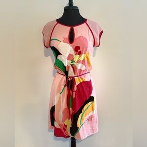 New York & Company Women’s MIDI Dress Pink Flora Small